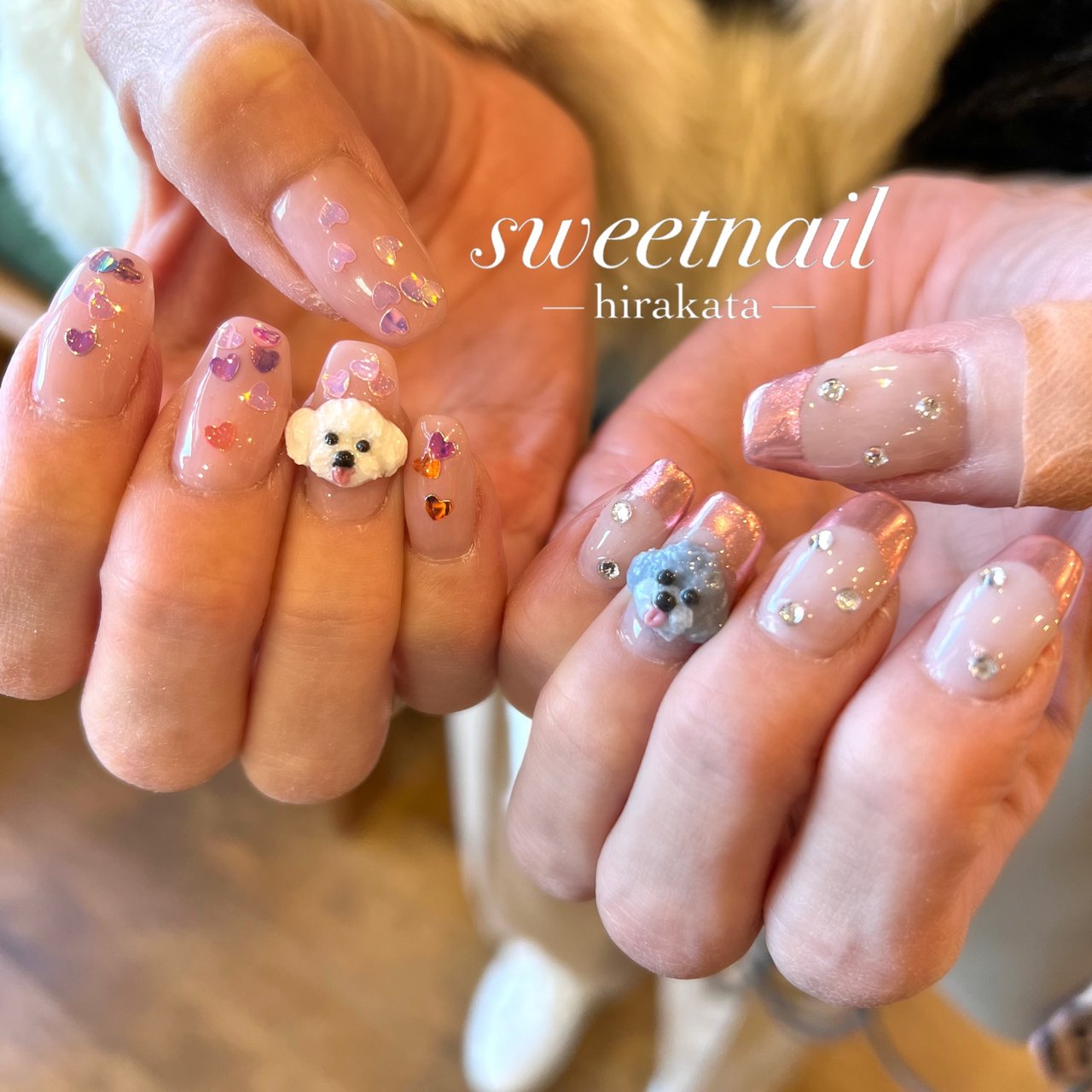 ハンド/フレンチ/ハート/3D/ミラー - 枚方市山之上ネイルサロンSWEETの