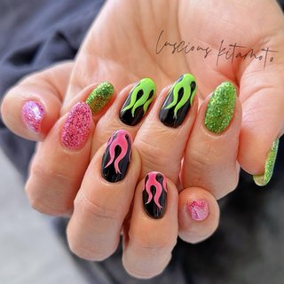 オーロラ/ファイヤーパターンのネイルデザイン｜ネイルブック 