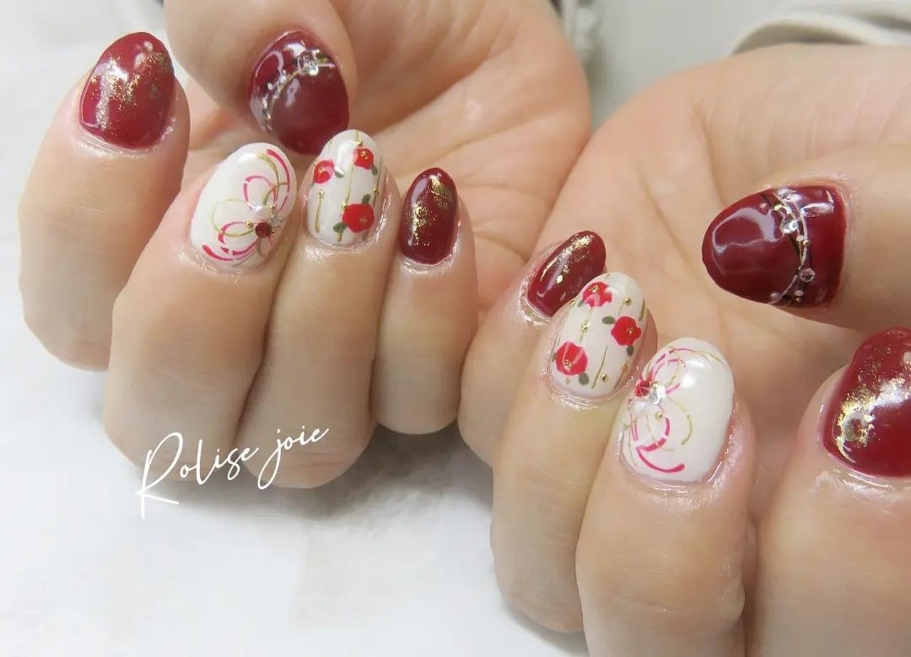 millynail ネイルホイル2+1！ 手編み モチーフ 冬/和柄/ボルドー/ジェルネイル - ローリーズ・ジョワ☆下吹越の