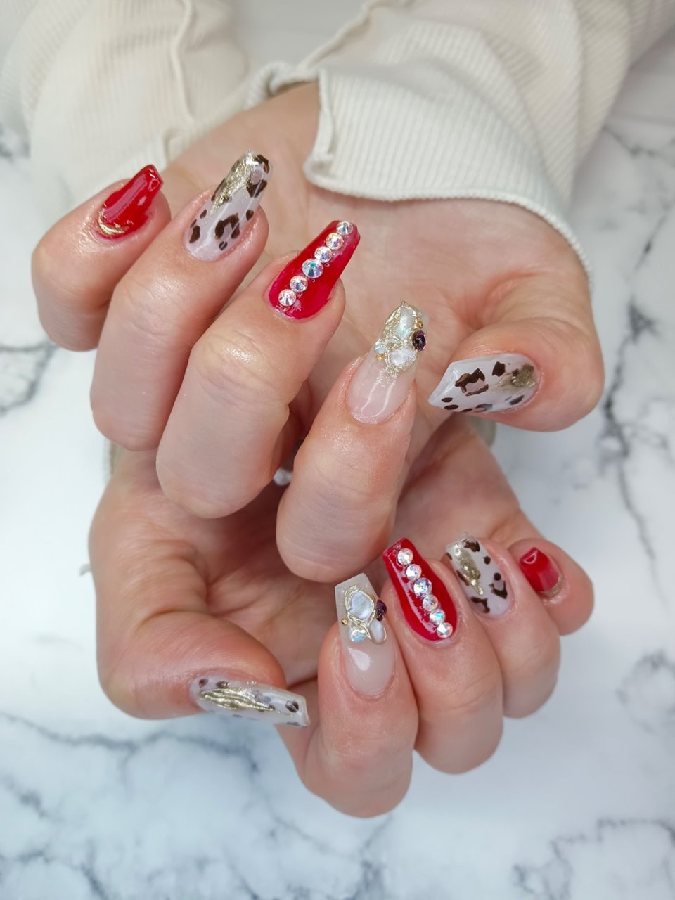 秋 冬 ハンド アニマル柄 ミディアム ℳ のネイルデザイン No ネイルブック