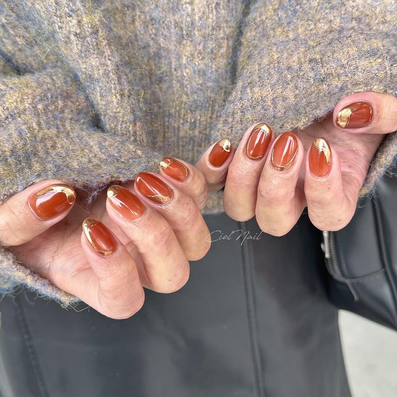 冬/ニュアンス/ミラー/オレンジ/ブラウン - cielnail___のネイル