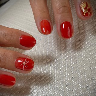 朱色のネイルデザイン ネイルブック