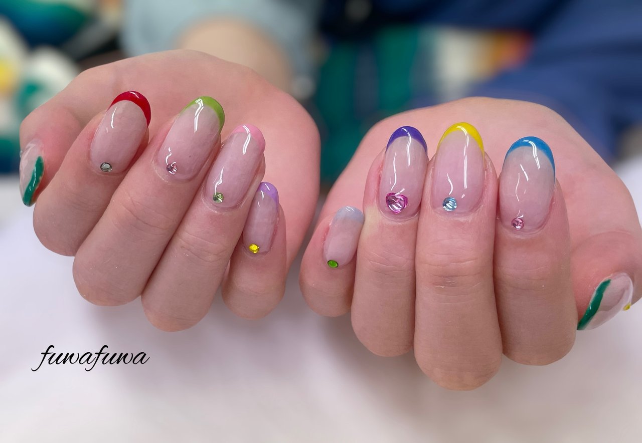 オールシーズン/ハンド/フレンチ/ベージュ/カラフル - fuwafuwa-takako