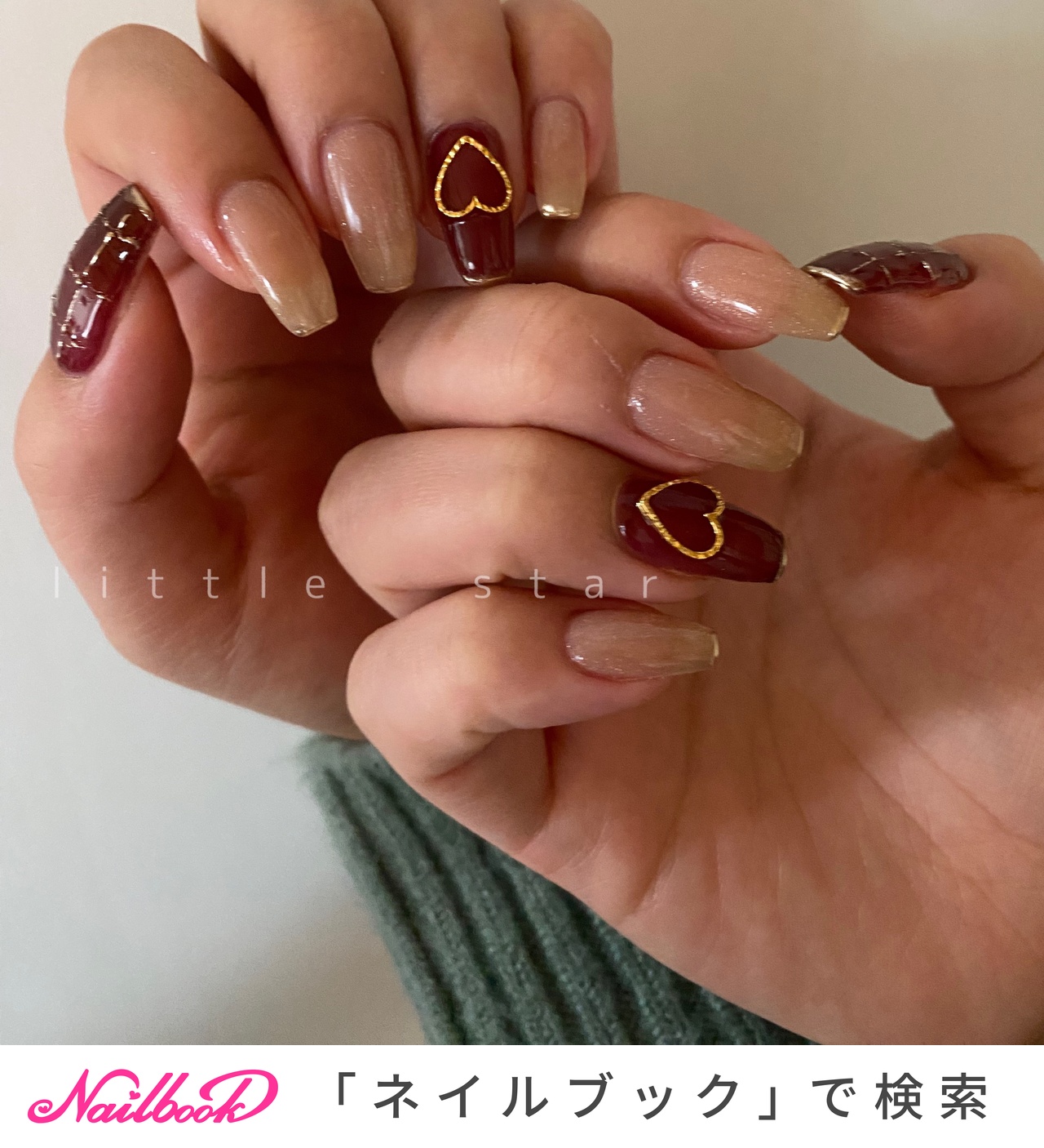 秋 チェック ハートのネイルデザイン ネイルブック