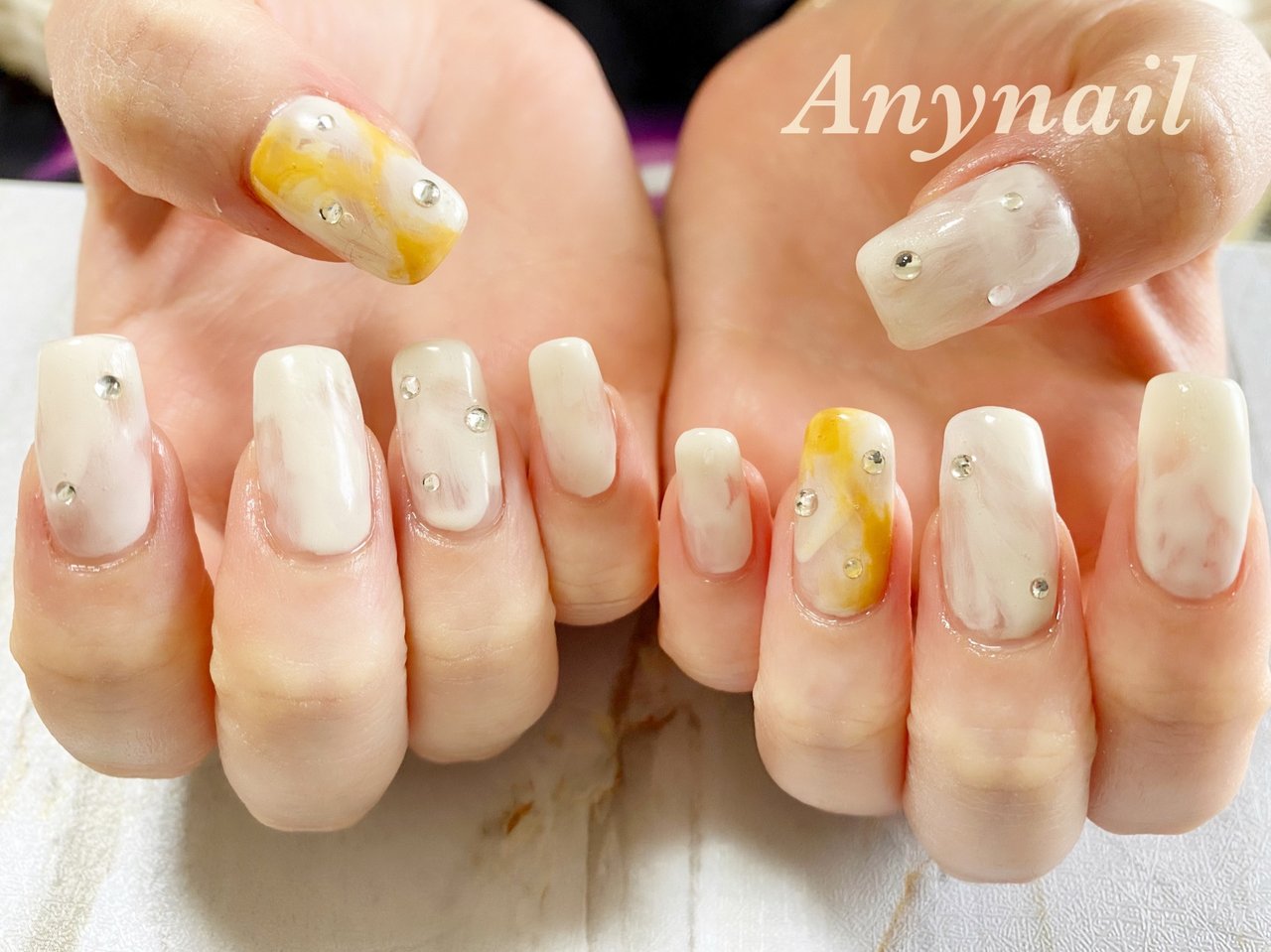 オールシーズン ライブ ハンド マーブル ホワイト Any Nail Kitaayaseのネイルデザイン No ネイルブック