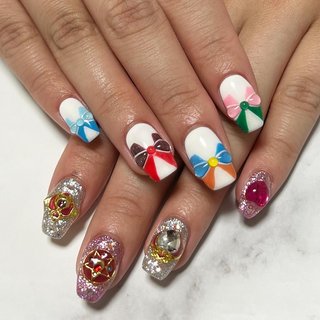 セーラームーン様 振袖オーダーギャルネイル nailsalon brilliant | 💗💫🪽🎀🌙 #セーラームーン