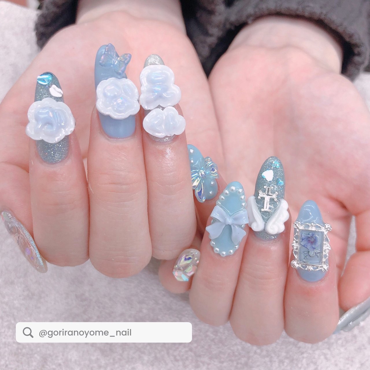 痛ネイル/水色/ジェルネイル - NAILSALON 710-ﾅﾅｲﾁｾﾞﾛ-のネイル