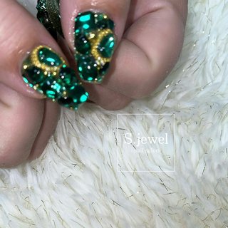ネイルチップ 量産型 緑 グリーン キラキラ 推しネイル ゴテゴテ
