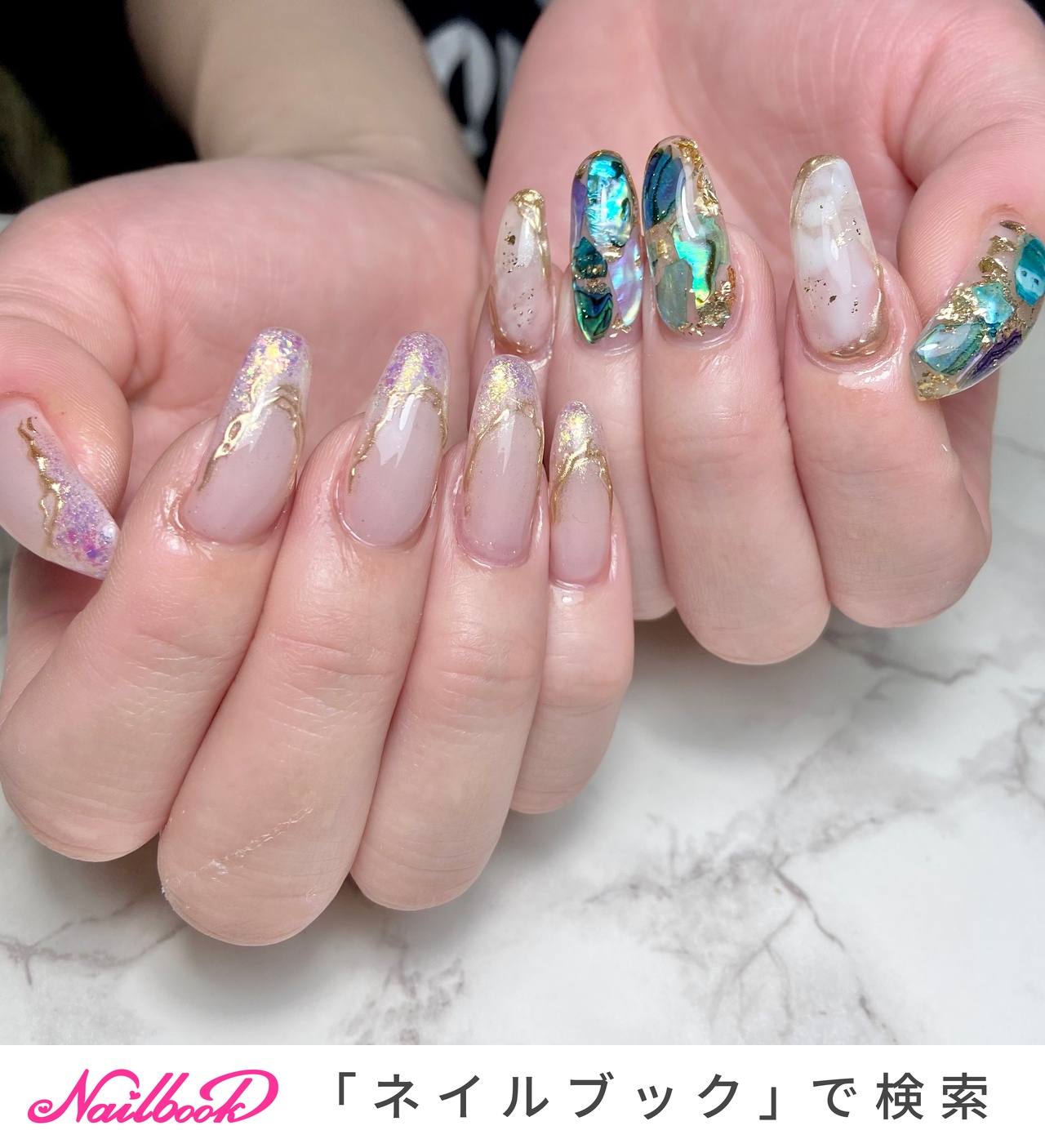 人気順｜#オーロラフレークフレンチのネイルデザイン｜ネイルブック