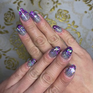 2026年】新着順｜パープル(紫)/#シルバーラメグラデーションネイルの