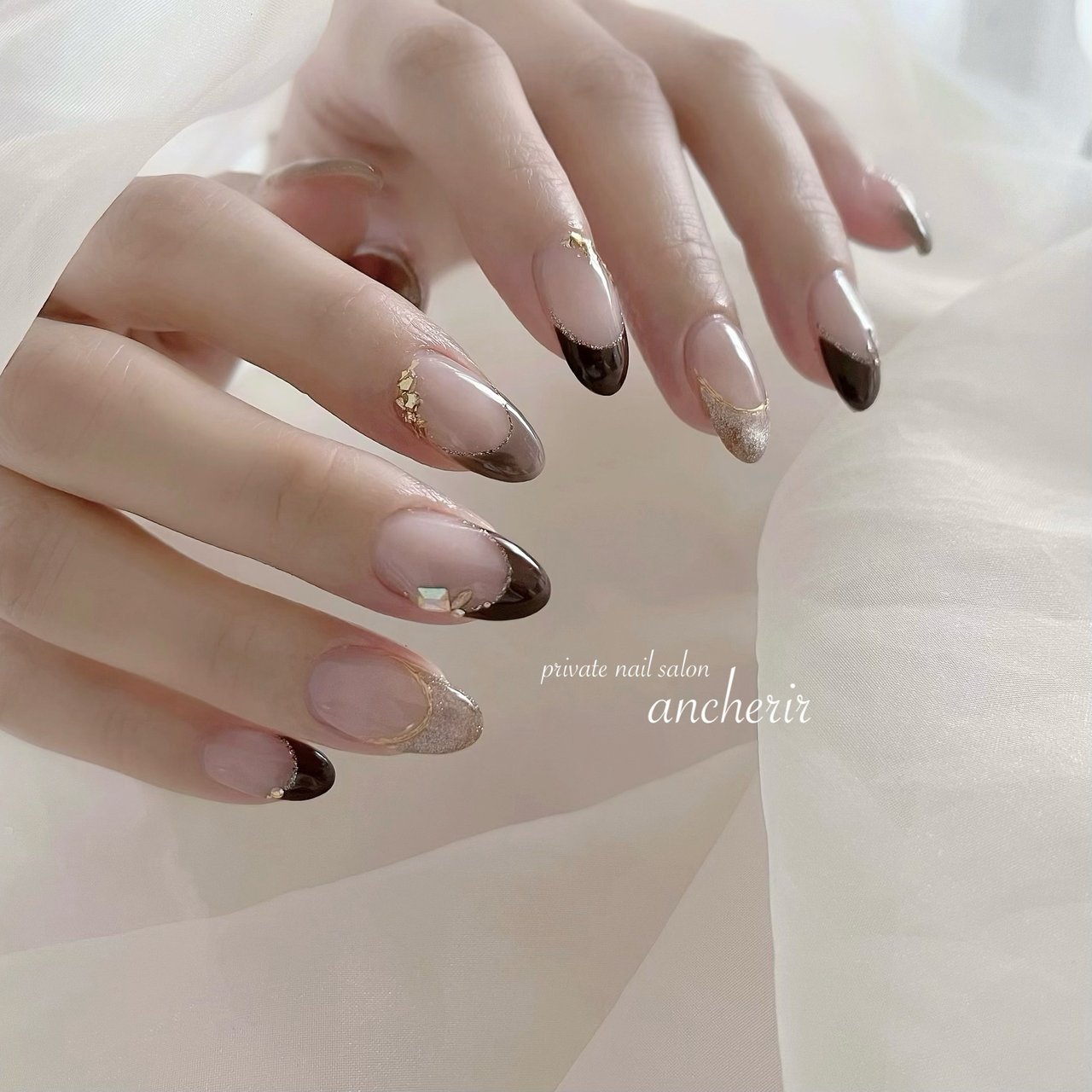 秋/冬/ハンド/フレンチ/マグネット - ancherirのネイルデザイン[No