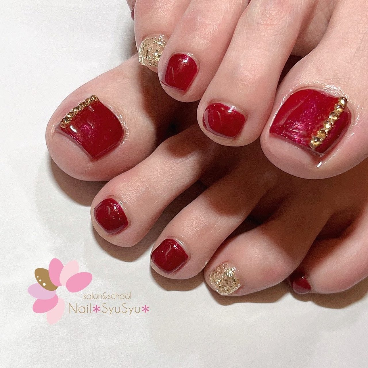 冬 フット チェーン ボルドー ジェルネイル Nail Syusyu ネイルシュシュのネイルデザイン No ネイルブック