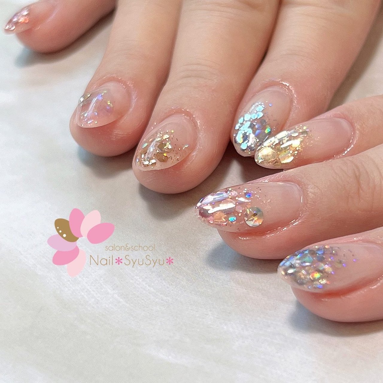 ネイルチップ ワンホン クリアストーン グラデーション オーロラ ホロ ネイルチップ ワンホン クリアストーン グラデーション オーロラ