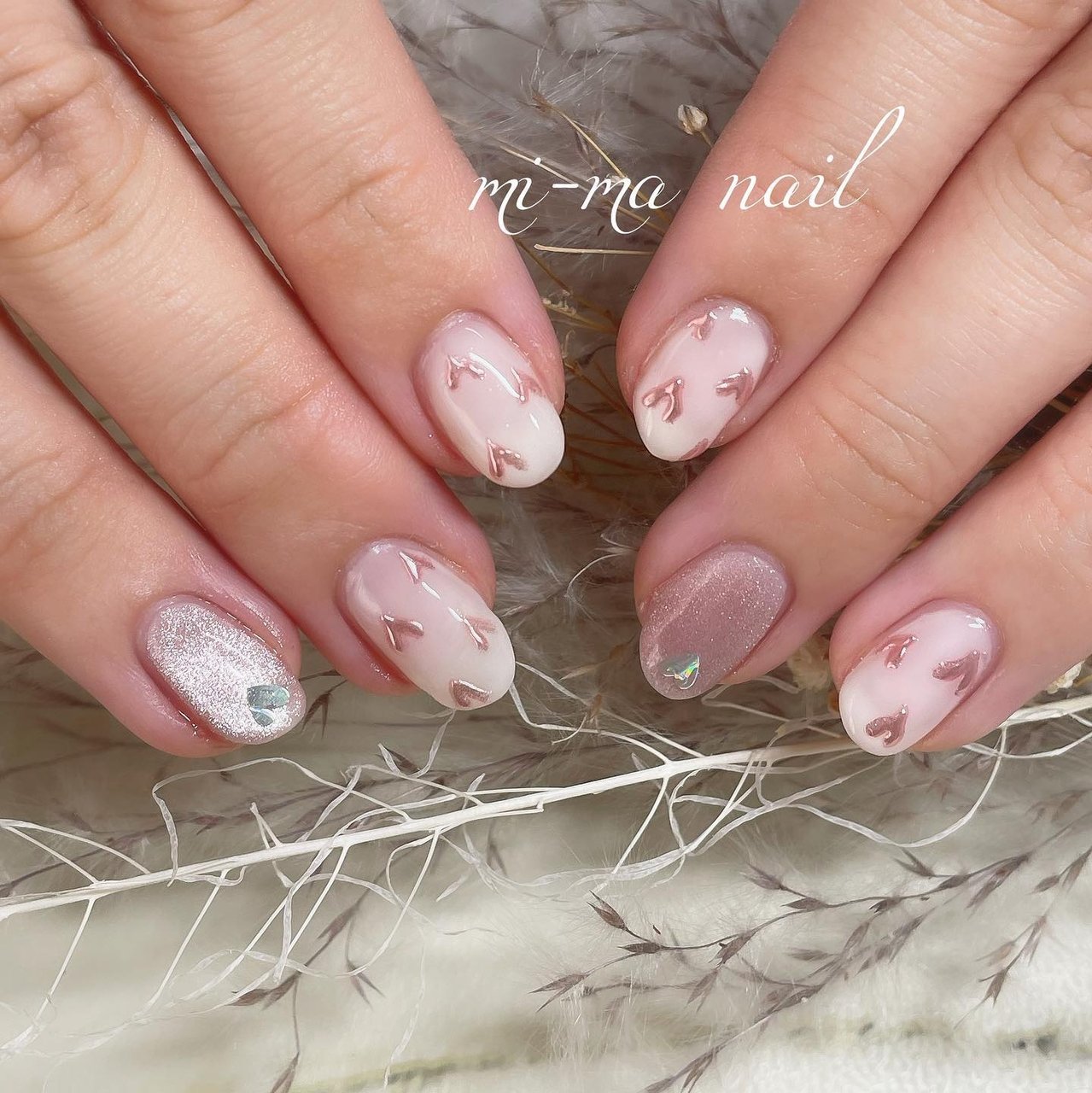 バレンタイン/オフィス/ハート/ニュアンス - mi-ma nail junのネイル