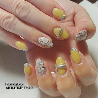人気順｜イエロー(黄)/ガラスフレンチのネイルデザイン｜ネイル