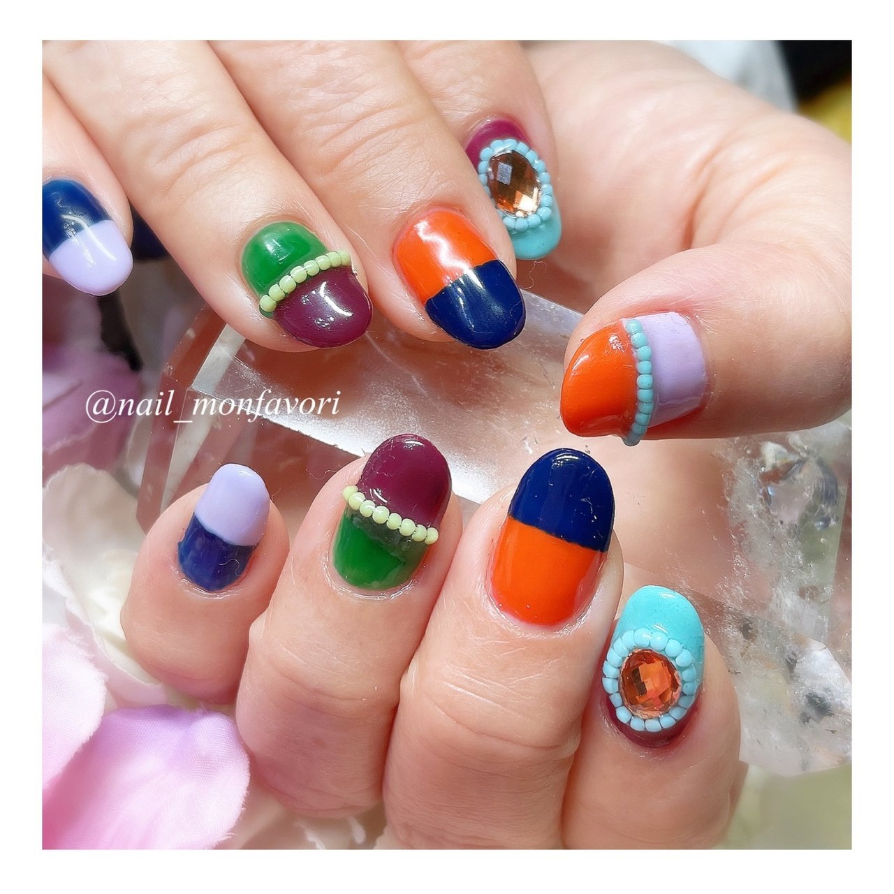 ネイルチップ個性派ネイルカラフルネイルポップネイルレトロネイル