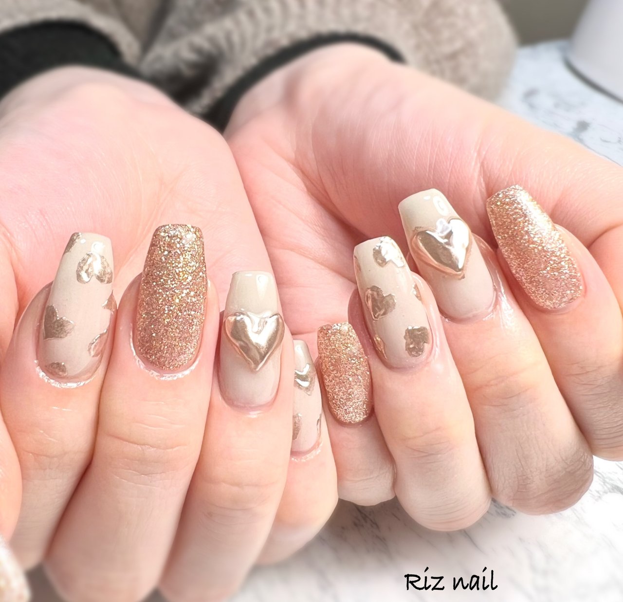 冬/オールシーズン/バレンタイン/ハンド/ラメ - Riz nailのネイル