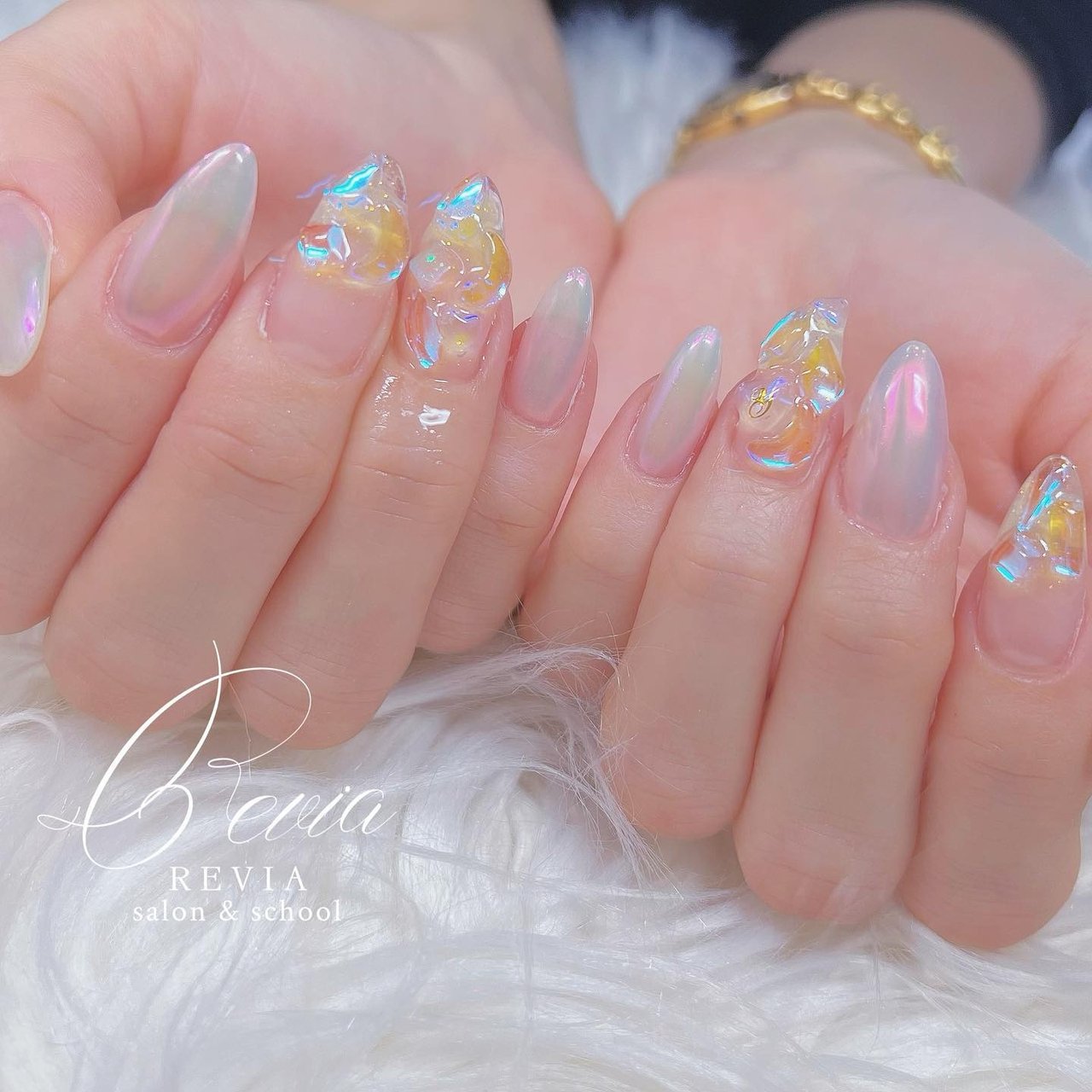 オーロラ/ワンホン/ジェルネイル - REVIA nailのネイルデザイン[No