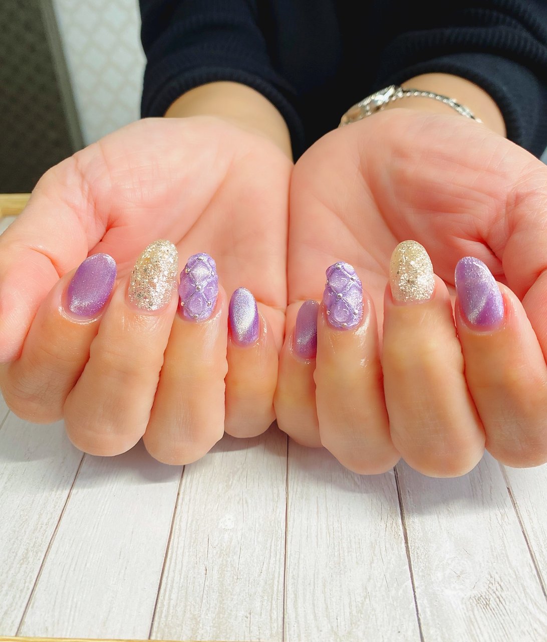 300】オーダー❉紫 すみれ 春色 紫陽花 キルティング マグネット
