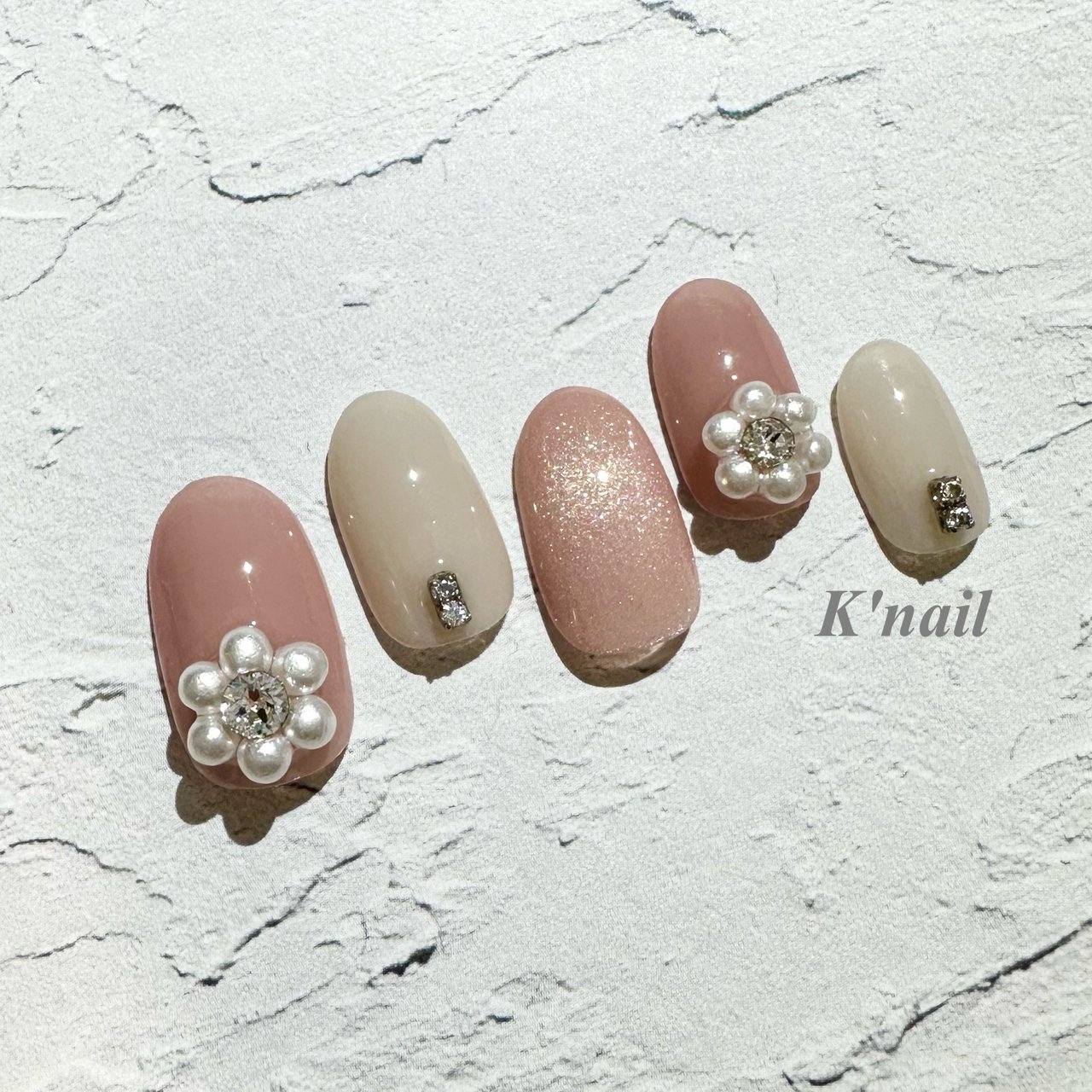 ハンド/ビジュー/ピンク/ジェルネイル/ネイルチップ - k'nailのネイル