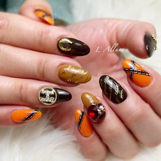 エルメス風ネイルのネイルデザイン｜ネイルブック