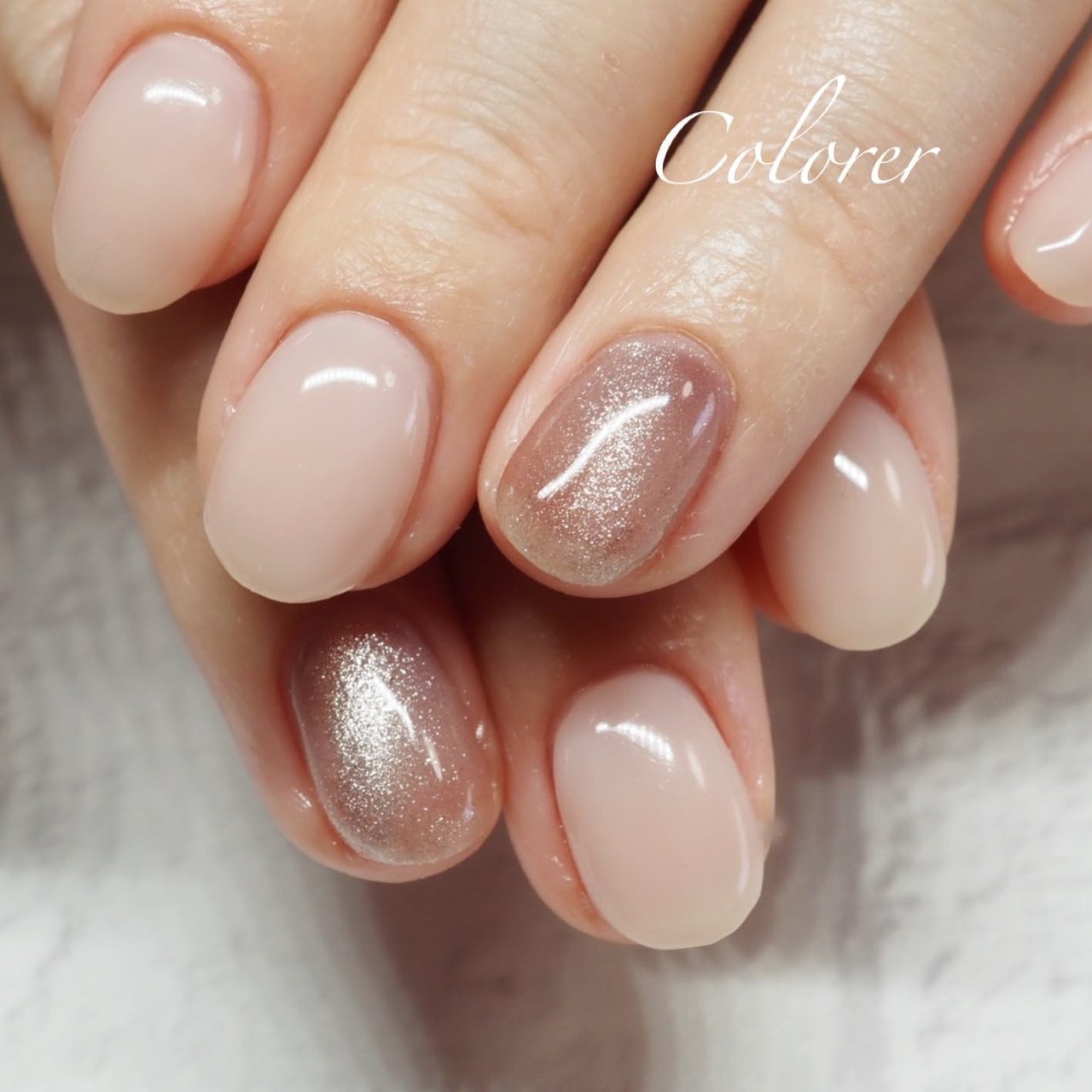 春/オフィス/シンプル/マグネット/ショート - コロレのネイルデザイン 