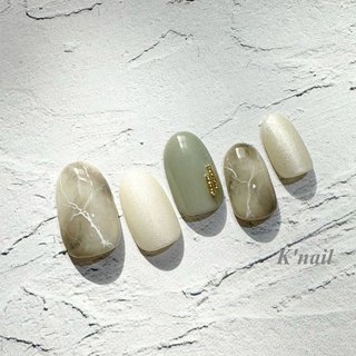 ハンド/ラメ/フラワー/ホワイト/ジェルネイル - k'nailのネイル