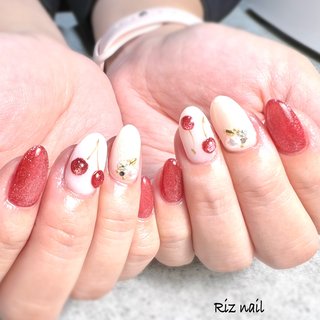 ネイルチップ オーダー さくらんぼ フラッシュ マグネット フルーツ