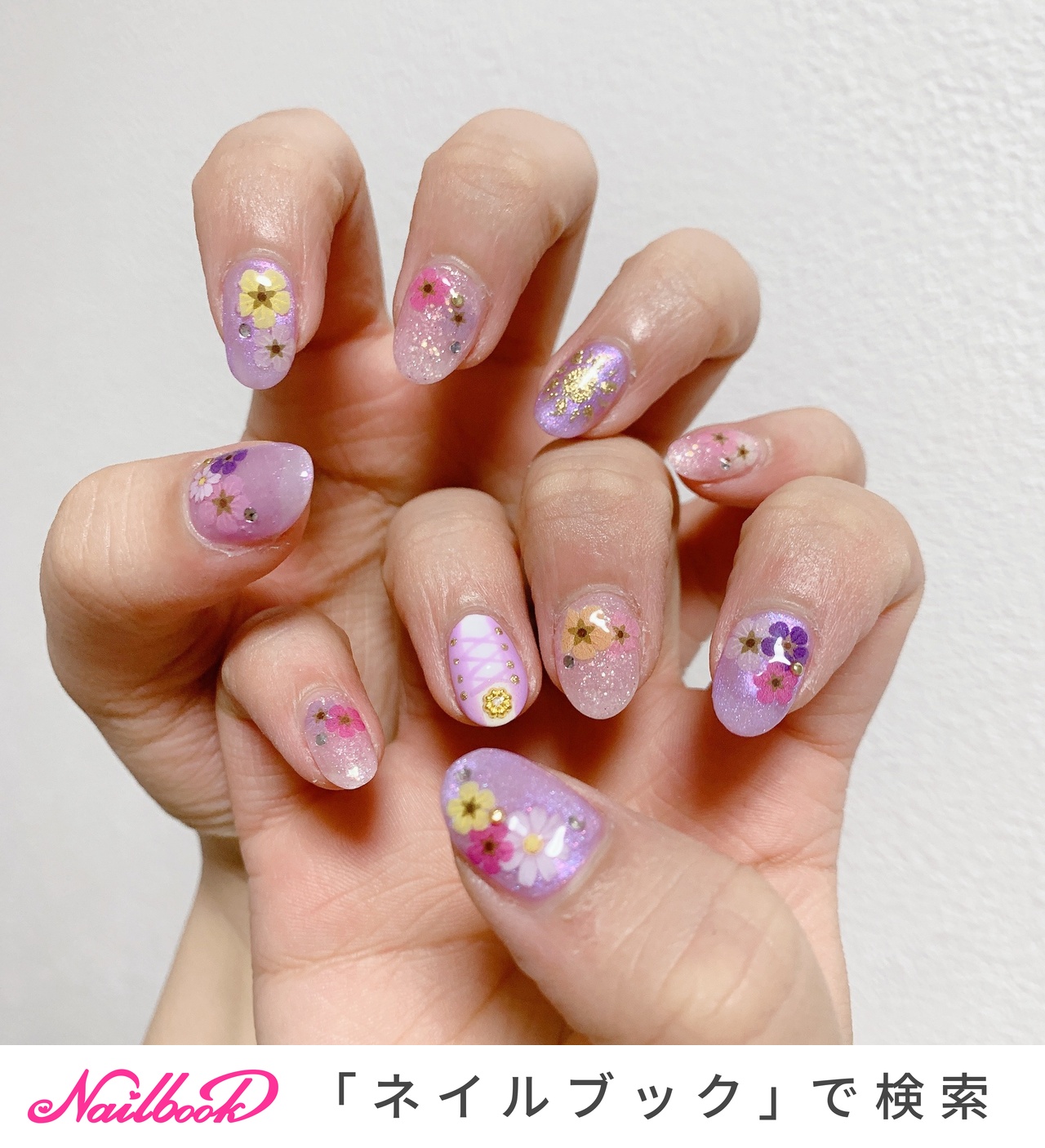 春/ハンド/ピンク/パープル/ジェルネイル - あまののネイルデザイン[No  