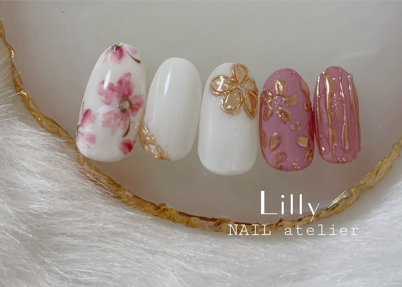 春/入学式/ハンド/フラワー/ニュアンス - NAIL atelier Lillyのネイル