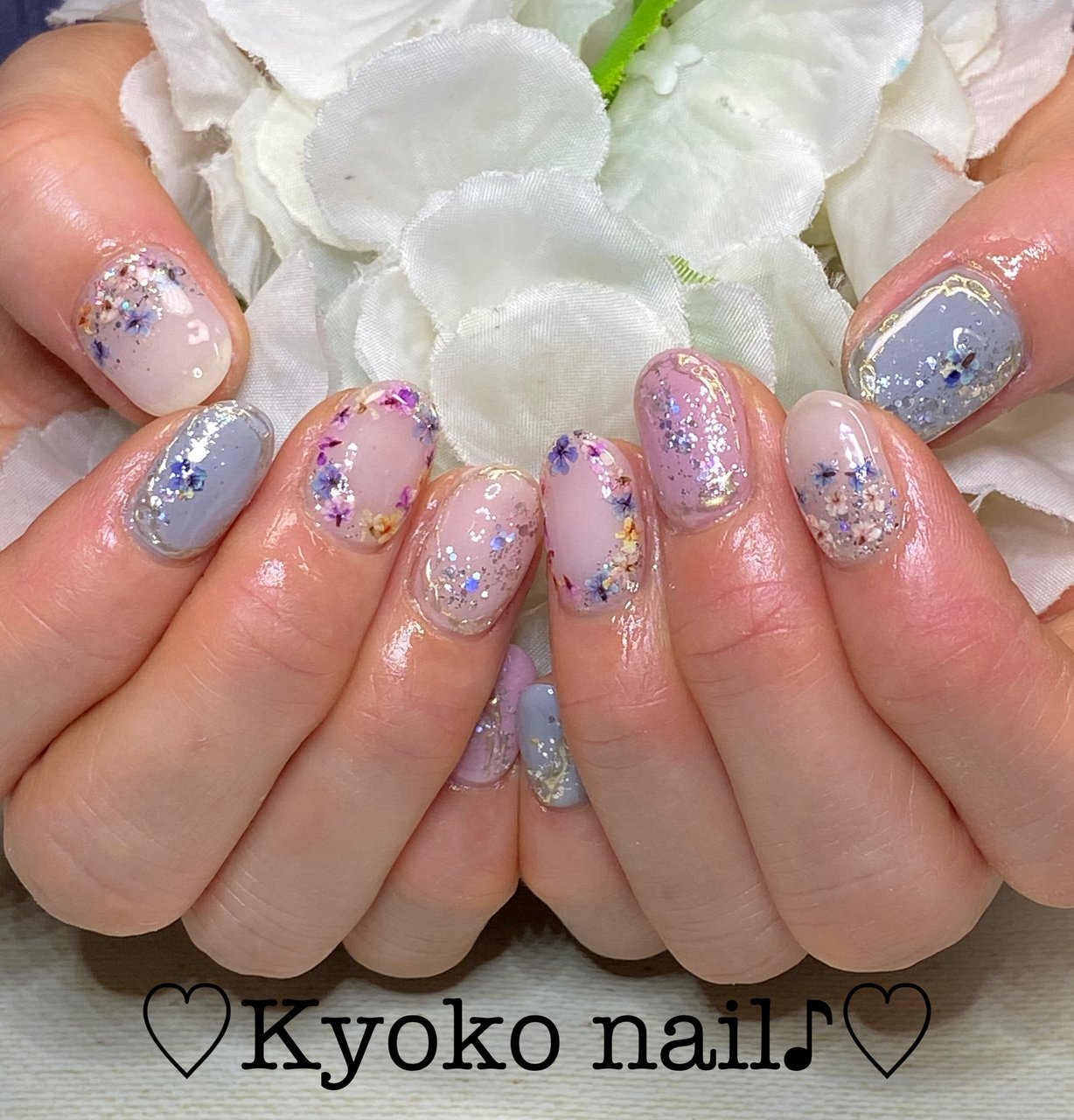 春/オールシーズン/ハンド/ミラー/押し花 - Kyoko nailのネイル
