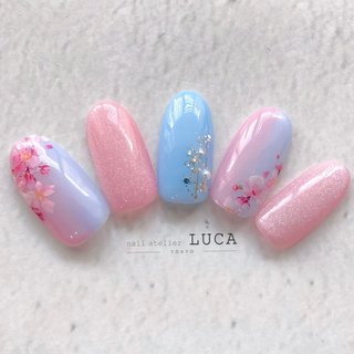 キッズネイルチップ ハンドメイド ピンククマ チェック 子供ネイル 