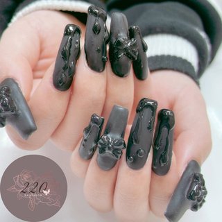 ライトパープル リボン ベルト 地雷系 ジェルネイルチップ ミディアム