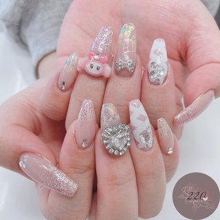サイズオーダー制】ぷっくり♡キラキララメ∗*゜800円 （つけ爪/ネイル 