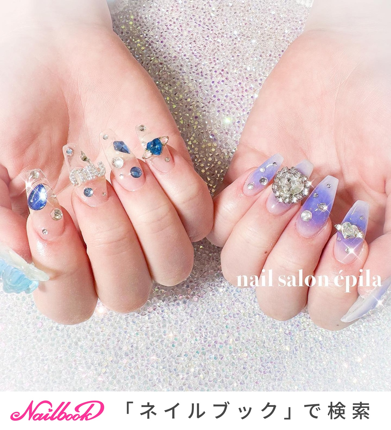 ネイルチップ ワンホン チーク クリアリボン ビジュー bde349cd64efa4edec5354600204ed