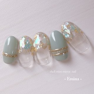 人気順｜シェル/グリーンのネイルデザイン｜ネイルブック