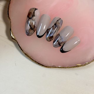 たらしこみ/ブラック/モノトーンのネイルデザイン｜ネイルブック 