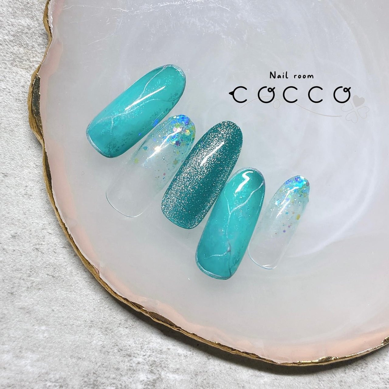 春/ハンド/ホログラム/マグネット/グリーン - nail_room_coccoのネイル