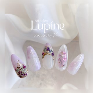 人気順｜押し花(ドライフラワー)/ラベンダーのネイルデザイン｜ネイル