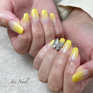 ネイルチップ グラデーション シンプル 黄色 可愛い カラフル オーダー