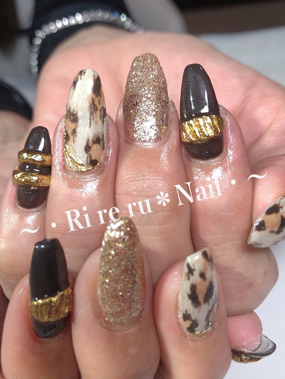 ネイルチップ　ヒョウ柄ネイル　アクセサリーネイル　リングネイル ネイルチップ ヒョウ柄ネイル アクセサリーネイル リングネイル