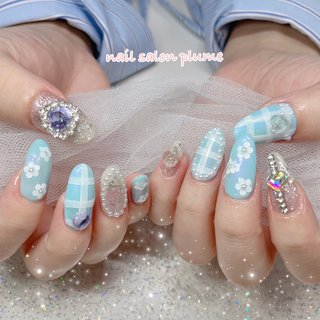 チェック/ハート/#量産型のネイルデザイン｜ネイルブック 