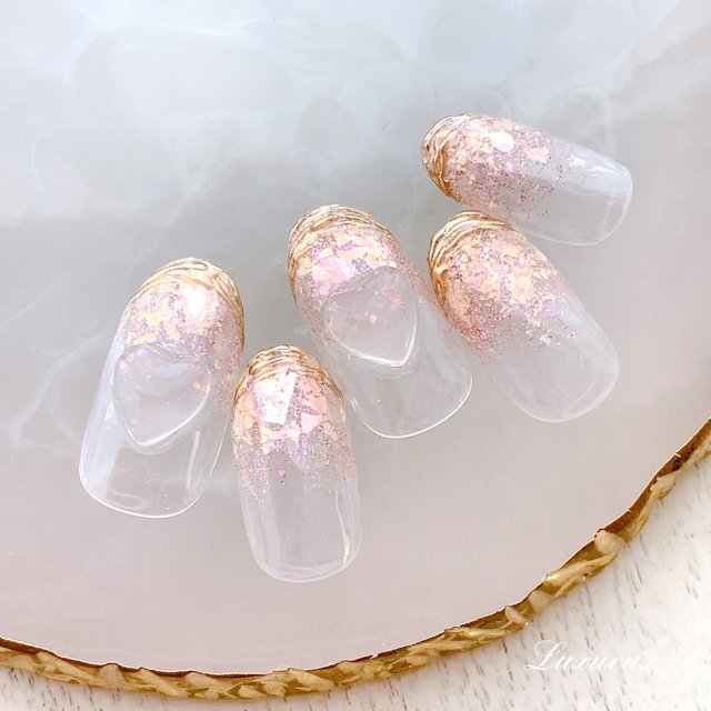 ネイルチップ ワンホン クリアハート シンプル ニュアンス 透け感