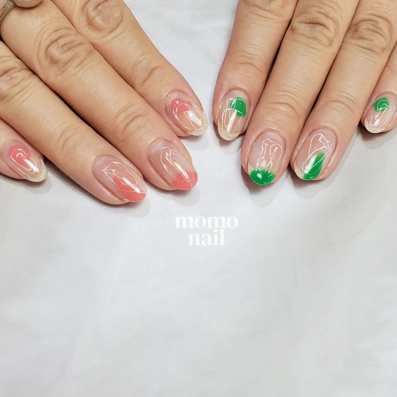 春/ニュアンス/ピンク/グリーン - tomomi kawasaki 八王子【momonail