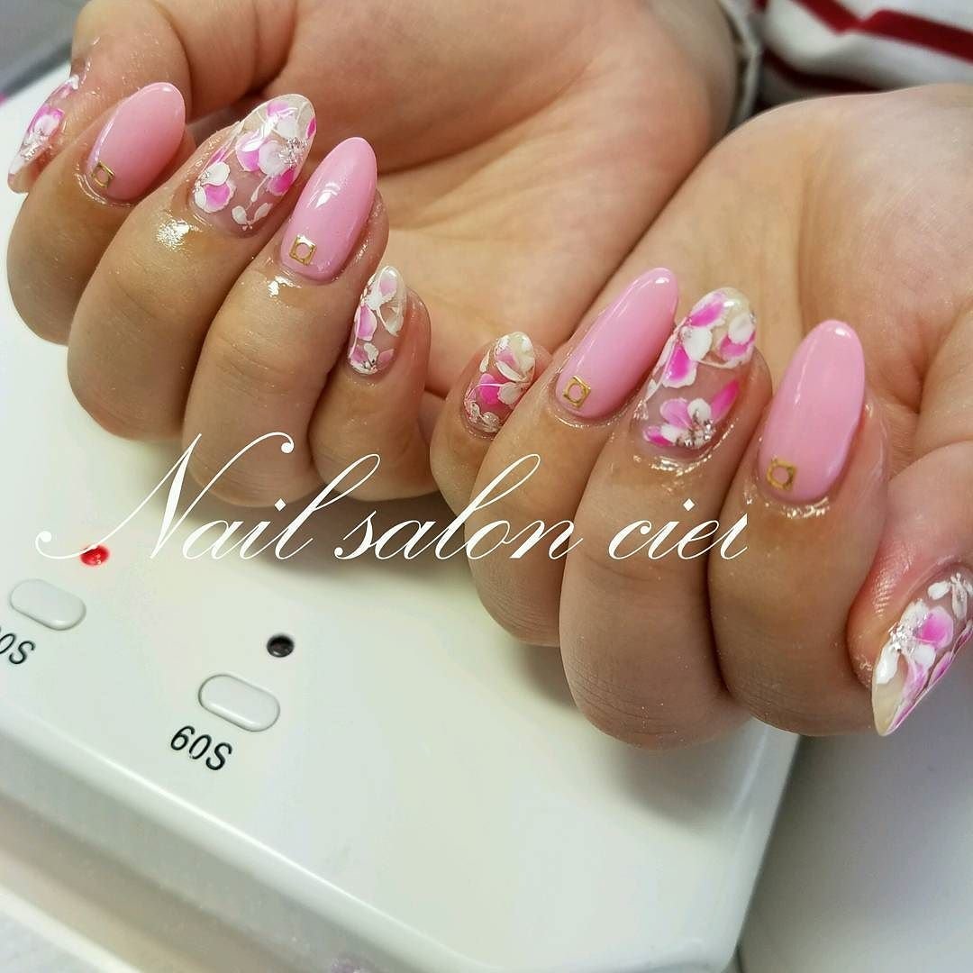 春 ハンド フラワー ロング ピンク 亀井真奈美のネイルデザイン No ネイルブック