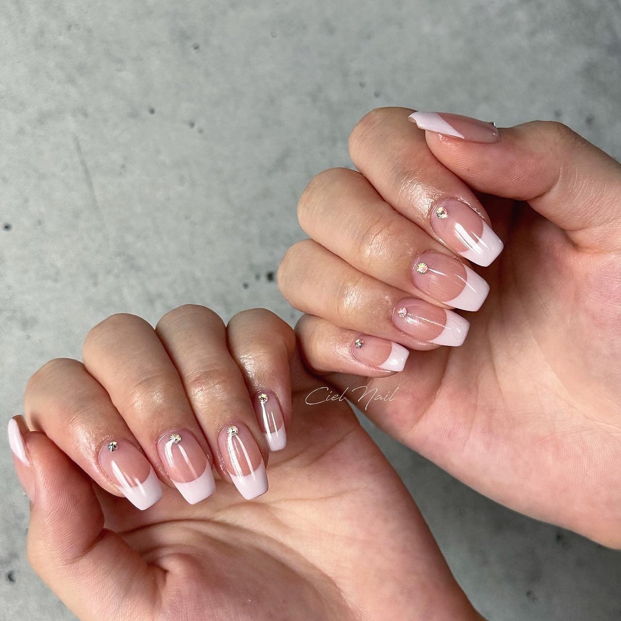 春/フレンチ/ワンホン/スクエア/ピンク - cielnail___のネイルデザイン