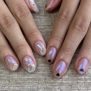 アシメデザイン10本アート90分♪ #ハートネイル#ハートネイルデザイン #キラキラネイル #10本アート#アートし放題#ピンクネイルデザイン #デートネイル #オールシーズン #バレンタイン #デート #女子会 #ハンド #ラメ #ハート #ミラー #キラキラ #ショート #ラウンド #ピンク #ジェルネイル #お客様 #eyelash & nail DECO #ネイルブック