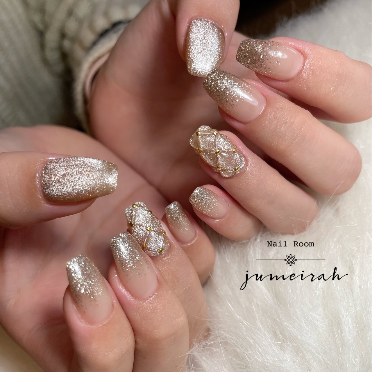 マグネット/キルティング/ゴールド - 𝐚 𝐧 𝐧 𝐚のネイルデザイン[No