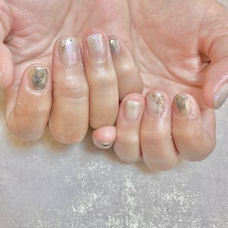#ショートネイル#ネイビー#オーロラネイル#春 #インクネイル#ジェルネイル#ぷっくりネイル #マグネットネイル #マグネットフレンチ #春 #夏 #梅雨 #ハンド #マグネット #オーロラ #個性派 #ショート #ラウンド #ネイビー #ゴールド #シルバー #ジェルネイル #お客様 #troubadour0706 #ネイルブック
