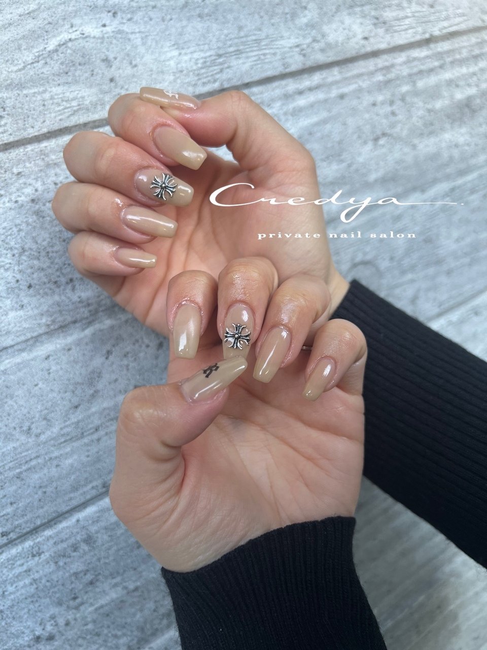 オールシーズン/ハンド/ロング/ベージュ - KAORIのネイルデザイン[No